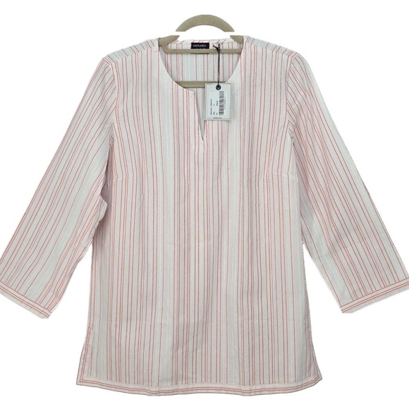 UNTUCKit Tops - UNTUCKit Durfort Women’s Boho Peasant Striped Tunic Shirt Sz 18